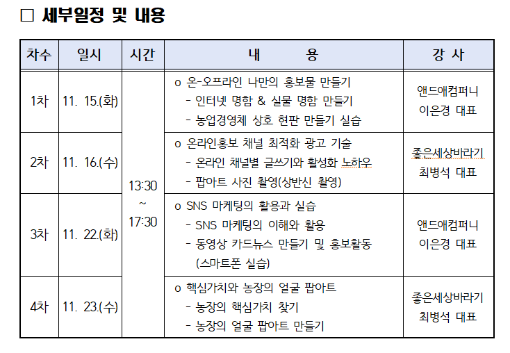 2022년강소농경영개선실천특별교육일정